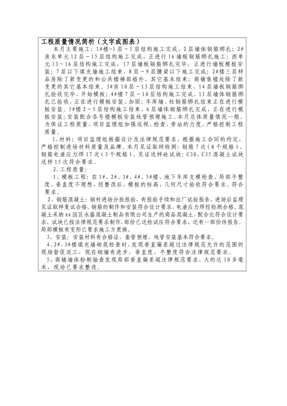 高层住宅建筑土建监理月报_第3页