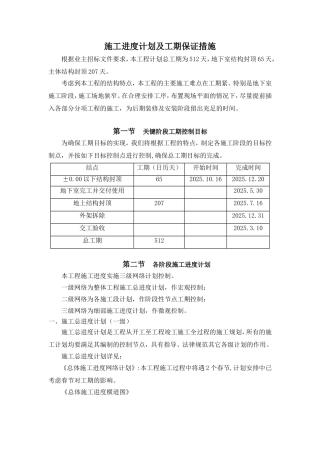 高层住宅楼工程施工进度计划管理措施