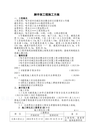 高层住宅落地式、悬挑式脚手架施工方案