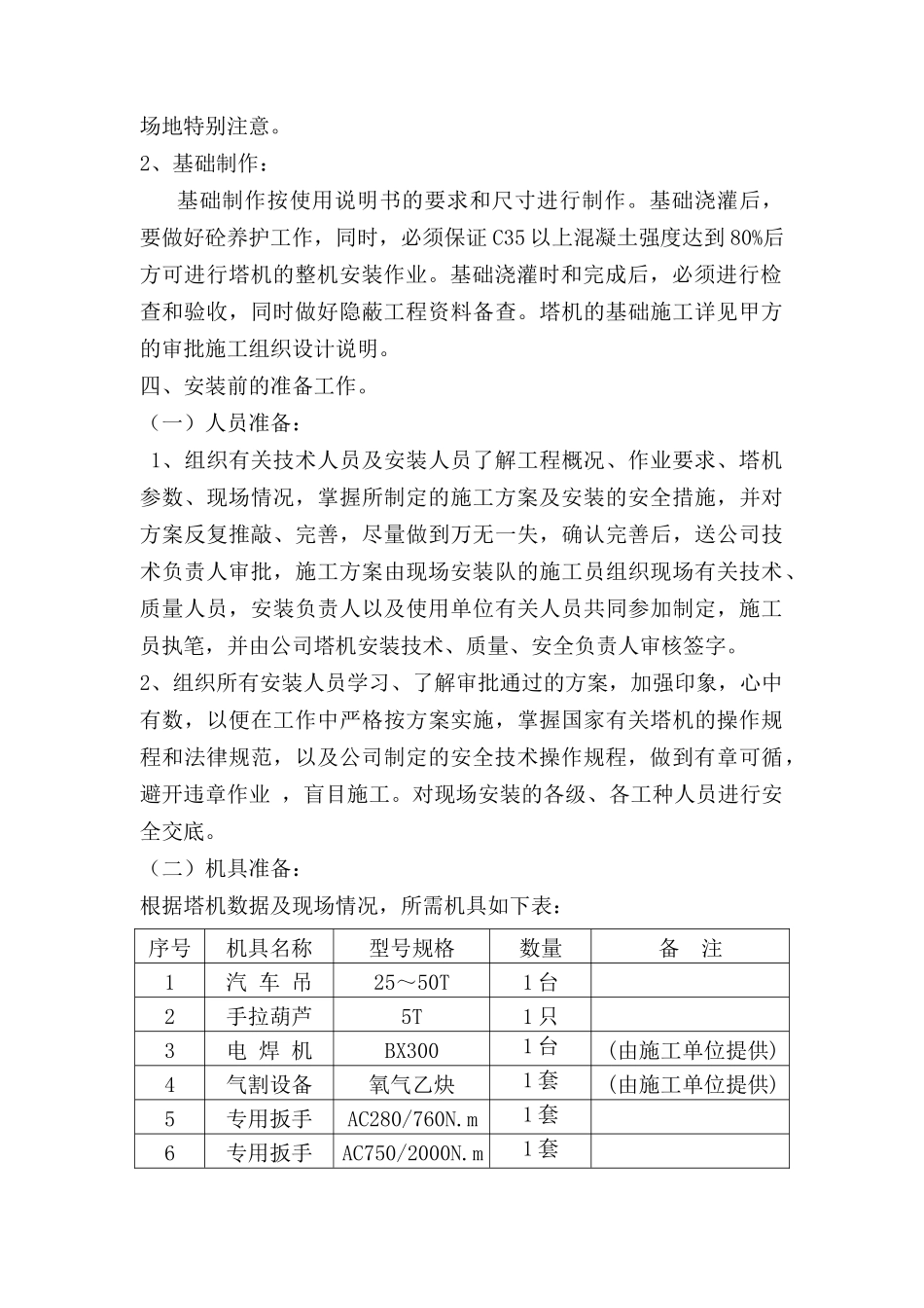 高层商业办公楼塔式起重机安装施工方案_第3页