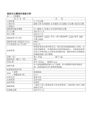 高层商业办公综合楼造价指标分析3