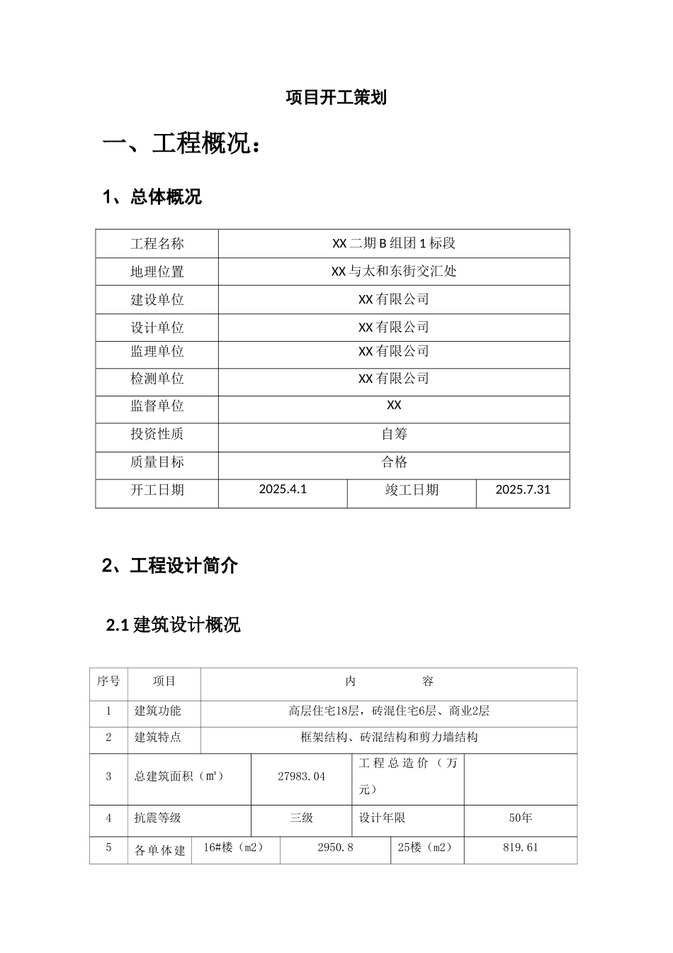 高层框剪结构商住楼项目策划书_第2页