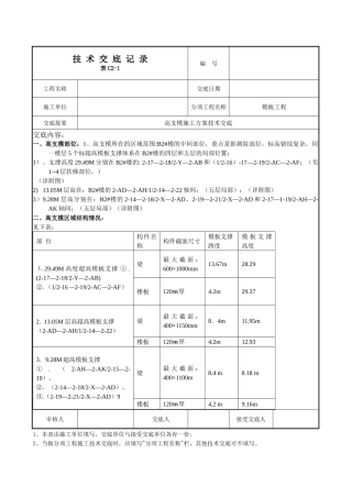 高支模施工方案技术交底