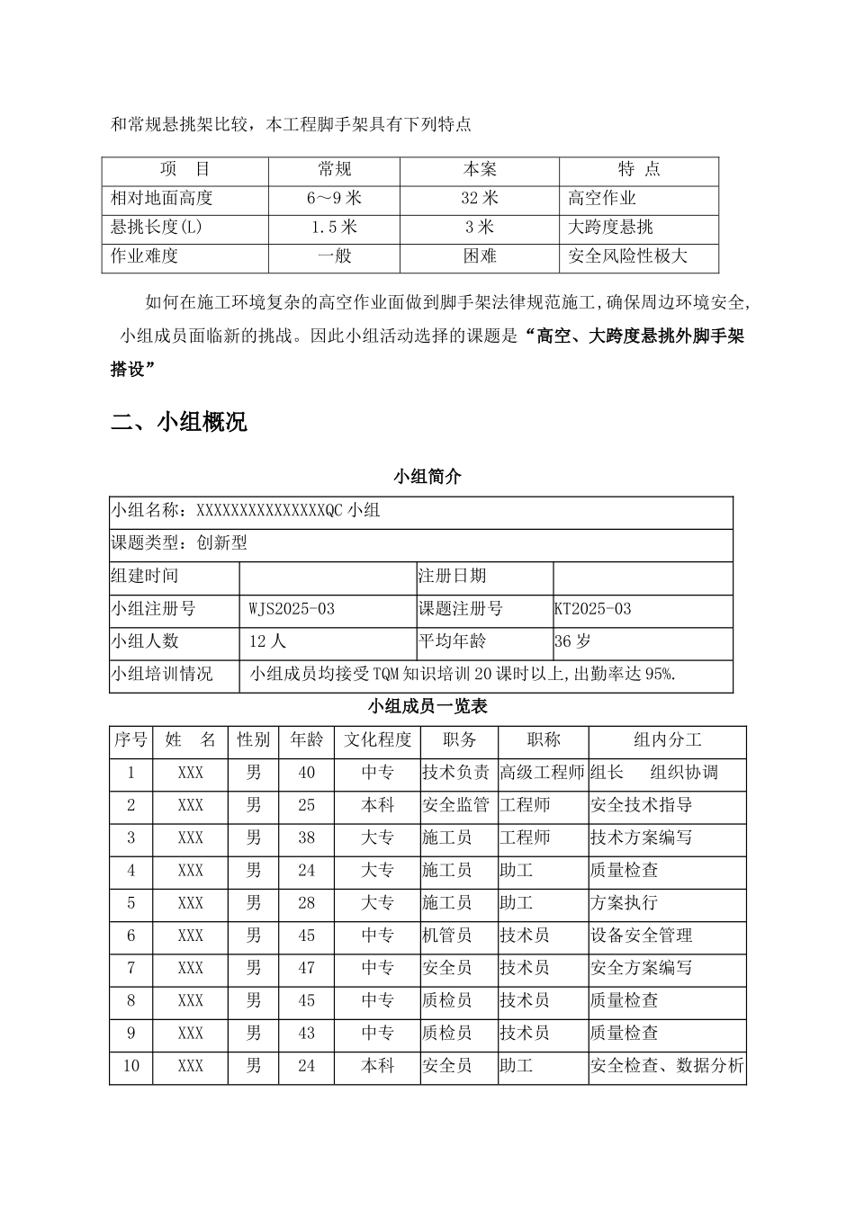 高空、大跨度悬挑外脚手架搭设QC方案_第3页