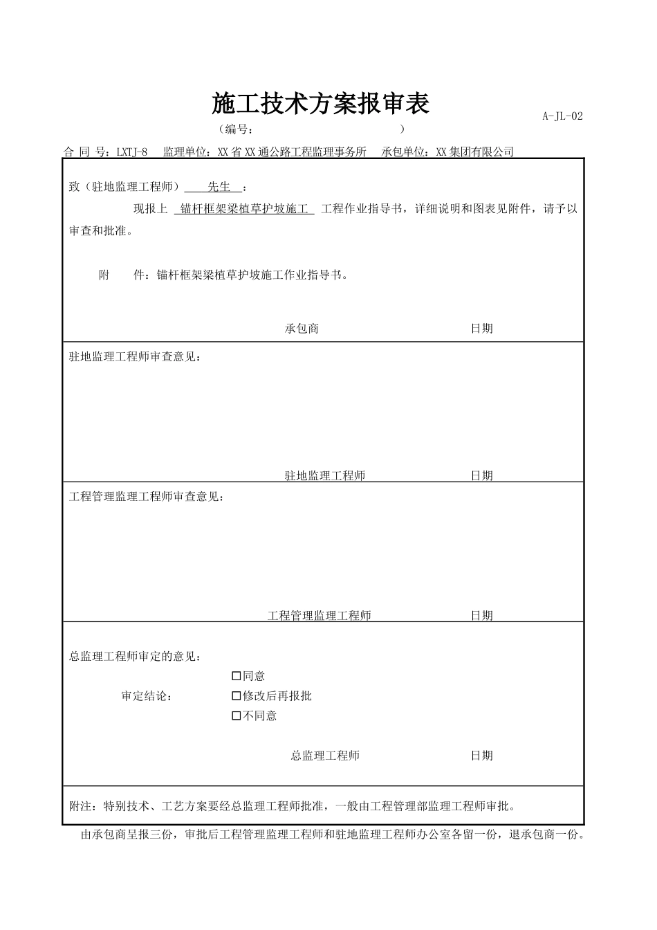高速路基锚杆框架梁植草护坡施工作业指导书_第1页