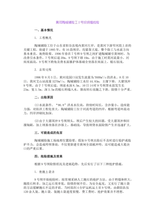 黄河陶城铺险工2号坝坍塌抢险