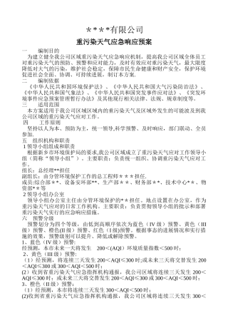 -企业重污染天气应急预案
