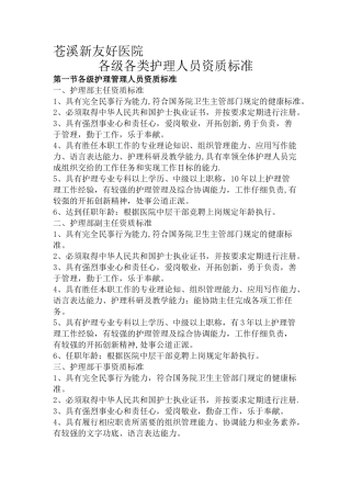 -各级护理管理人员资质标准