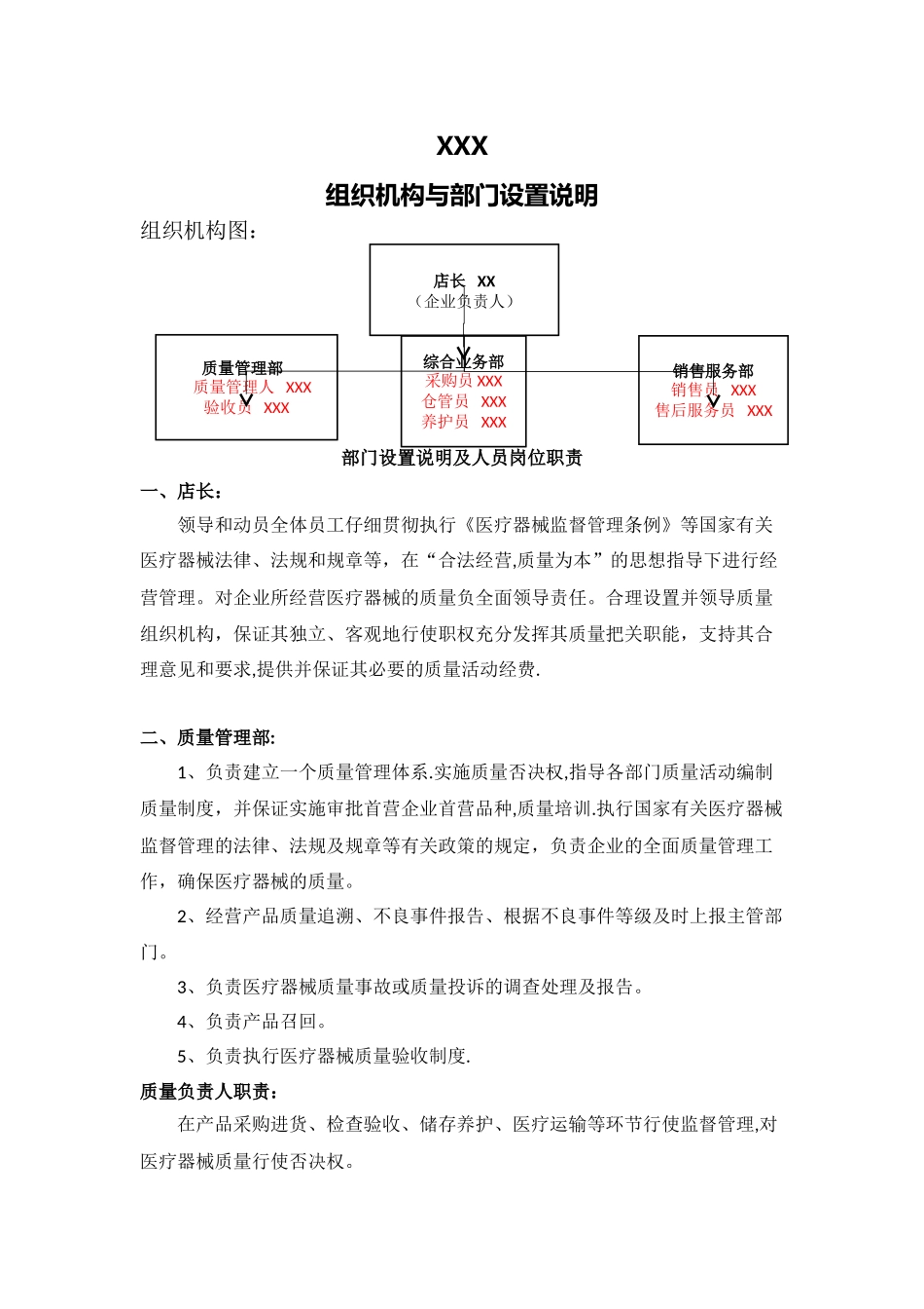 03-第二类医疗器械组织机构与部门设置说明_第1页