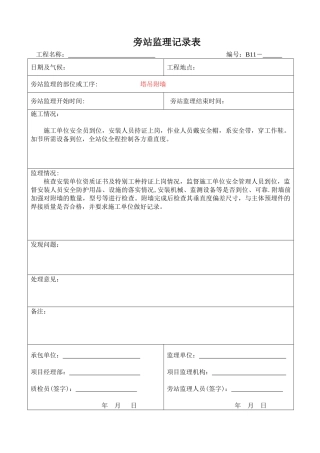 03塔吊附墙旁站记录表