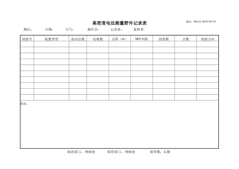 1.高密度电法测量野外记录表_第1页