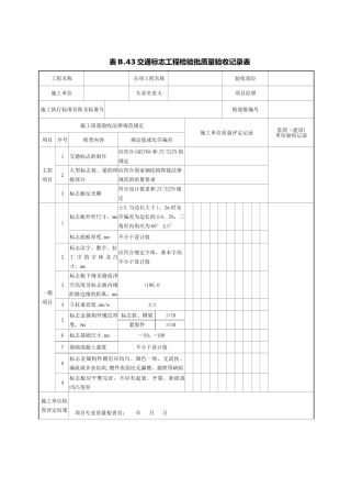 10、交通标志工程检验批质量验收记录表