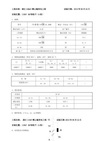 110kV电压互感器试验报告