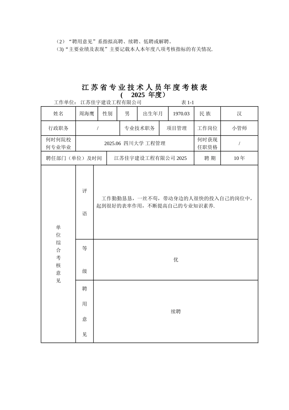 11江苏省专业技术人员年度考核表_第3页