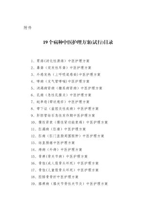 19个中医护理方案