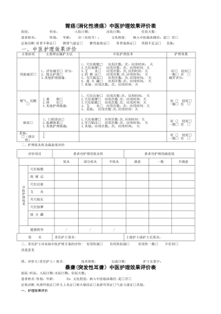 19个病种中医护理方案评价表