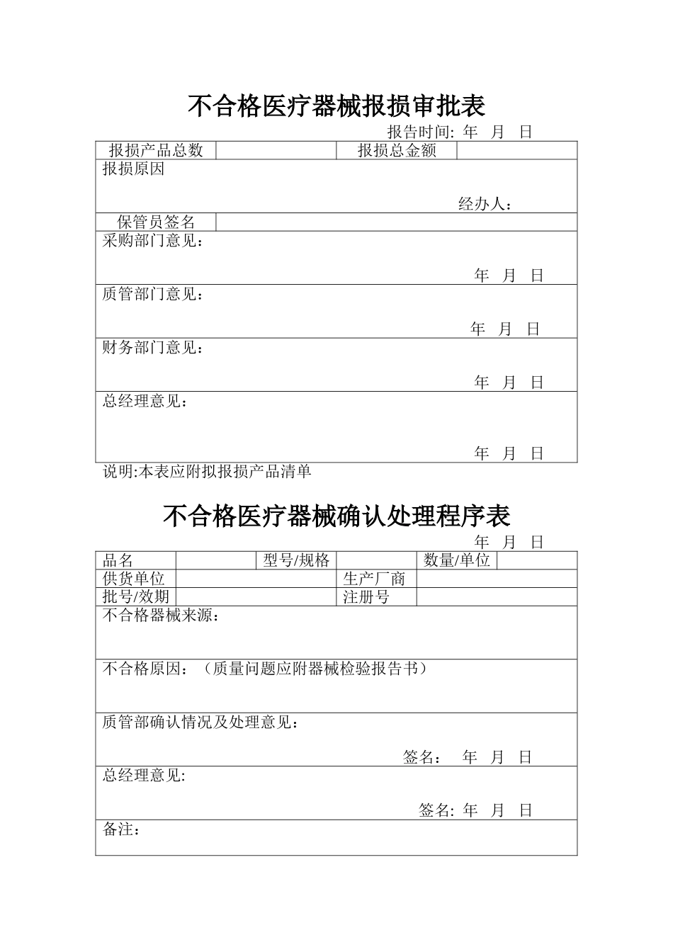 19不合格医疗器械表格_第1页