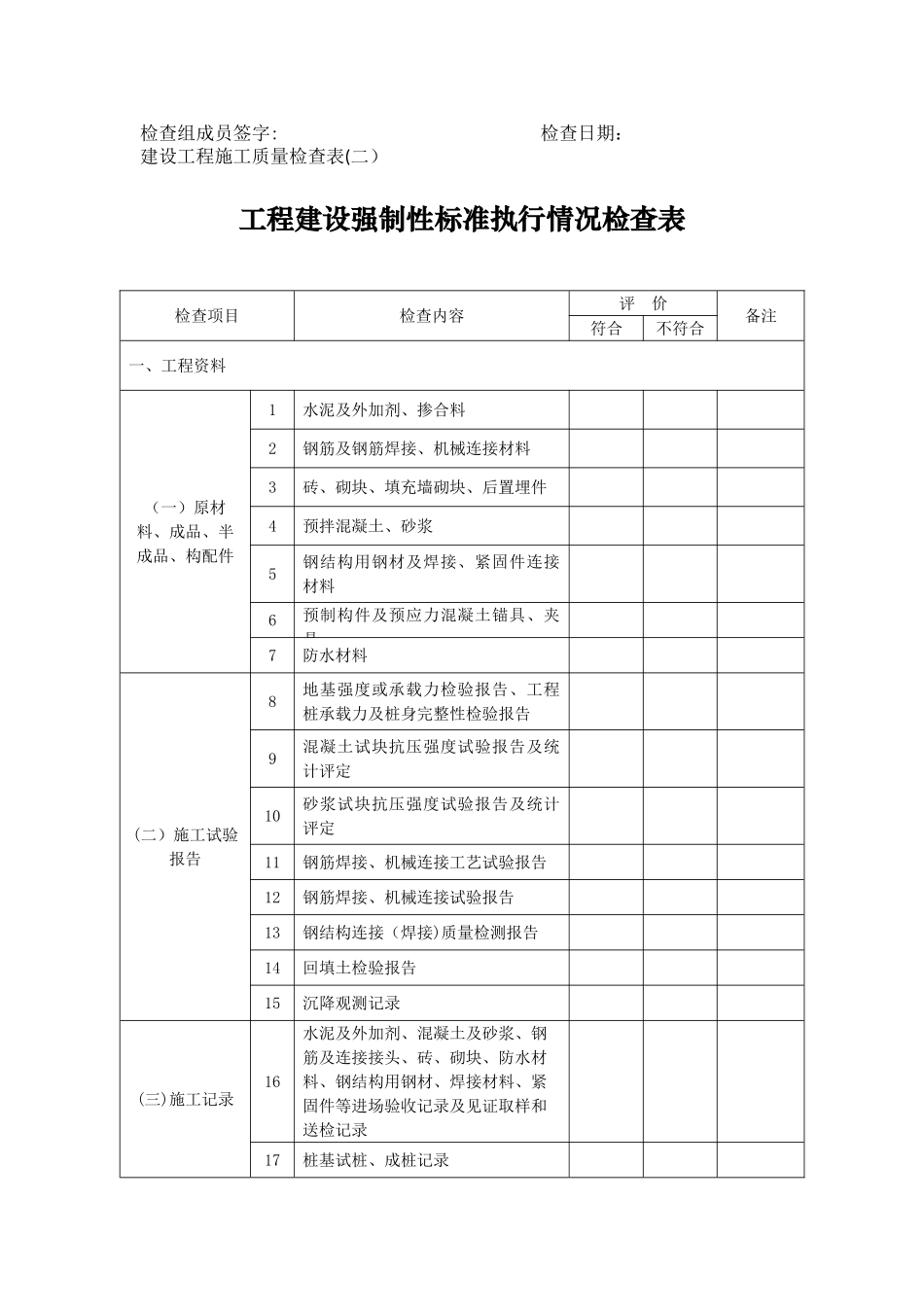1建设工程施工质量检查表_第2页