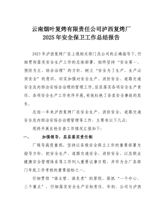 2010年安全保卫工作总结