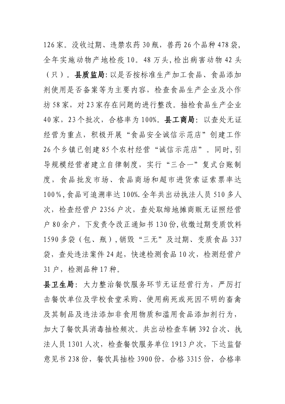 2010年宁强县食品安全工作总结_第3页