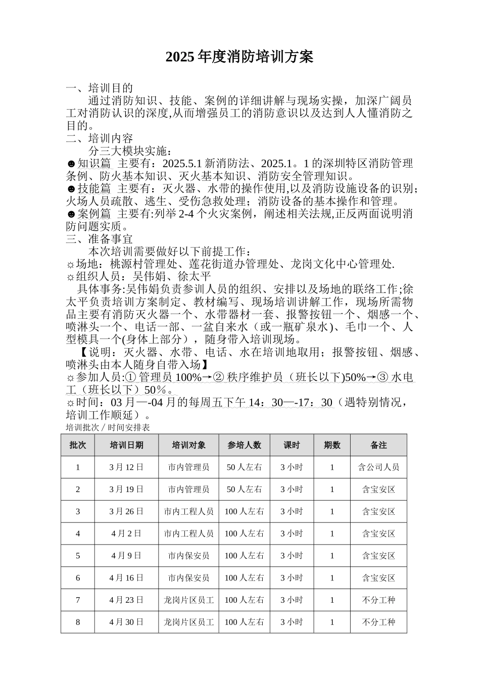 2010年度消防培训方案_第1页