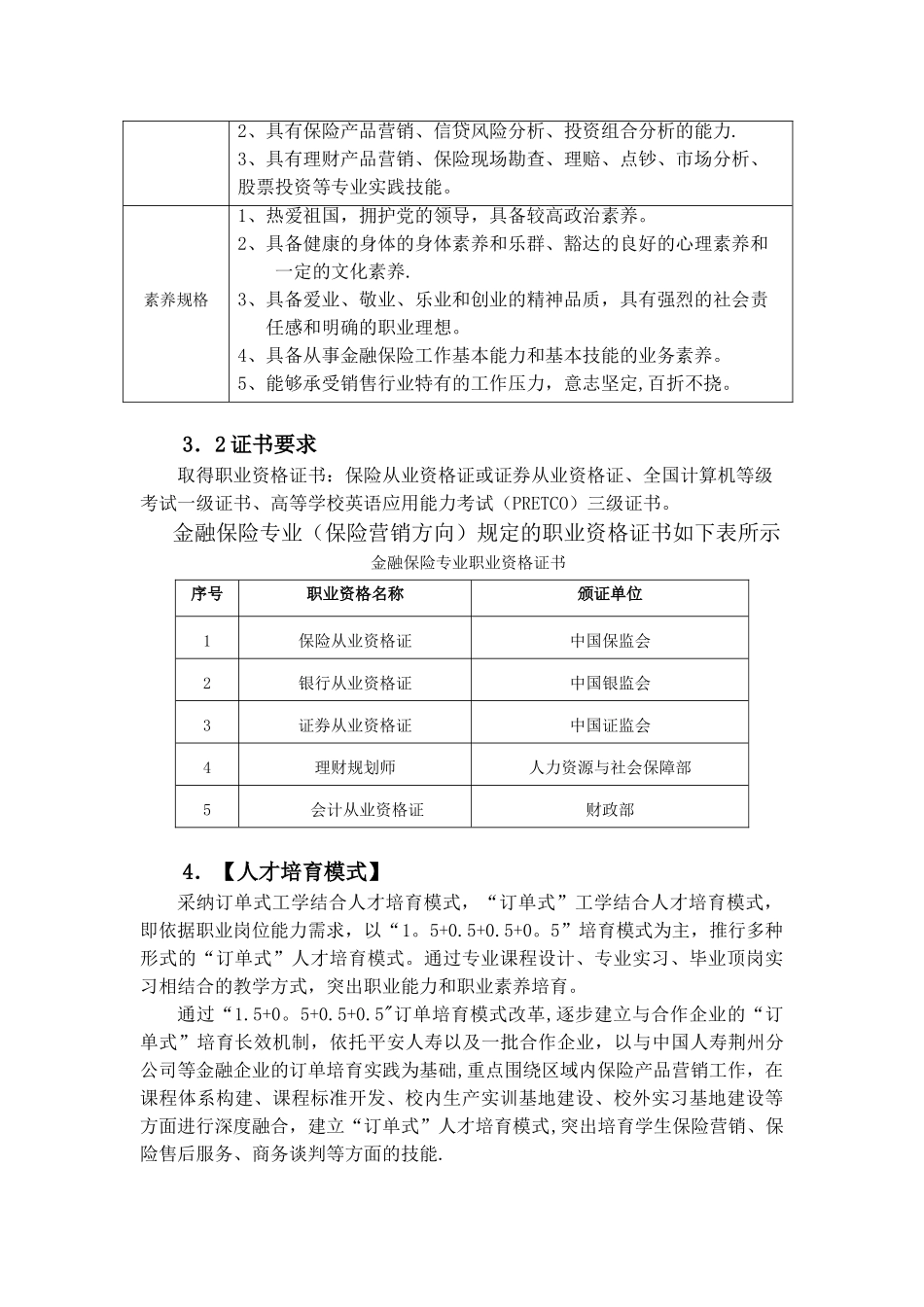 2010级金融保险专业人才培养方案_第2页