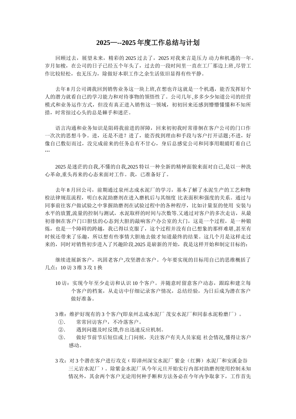 2025---2025年度助磨剂销售工作总结与计划_第1页