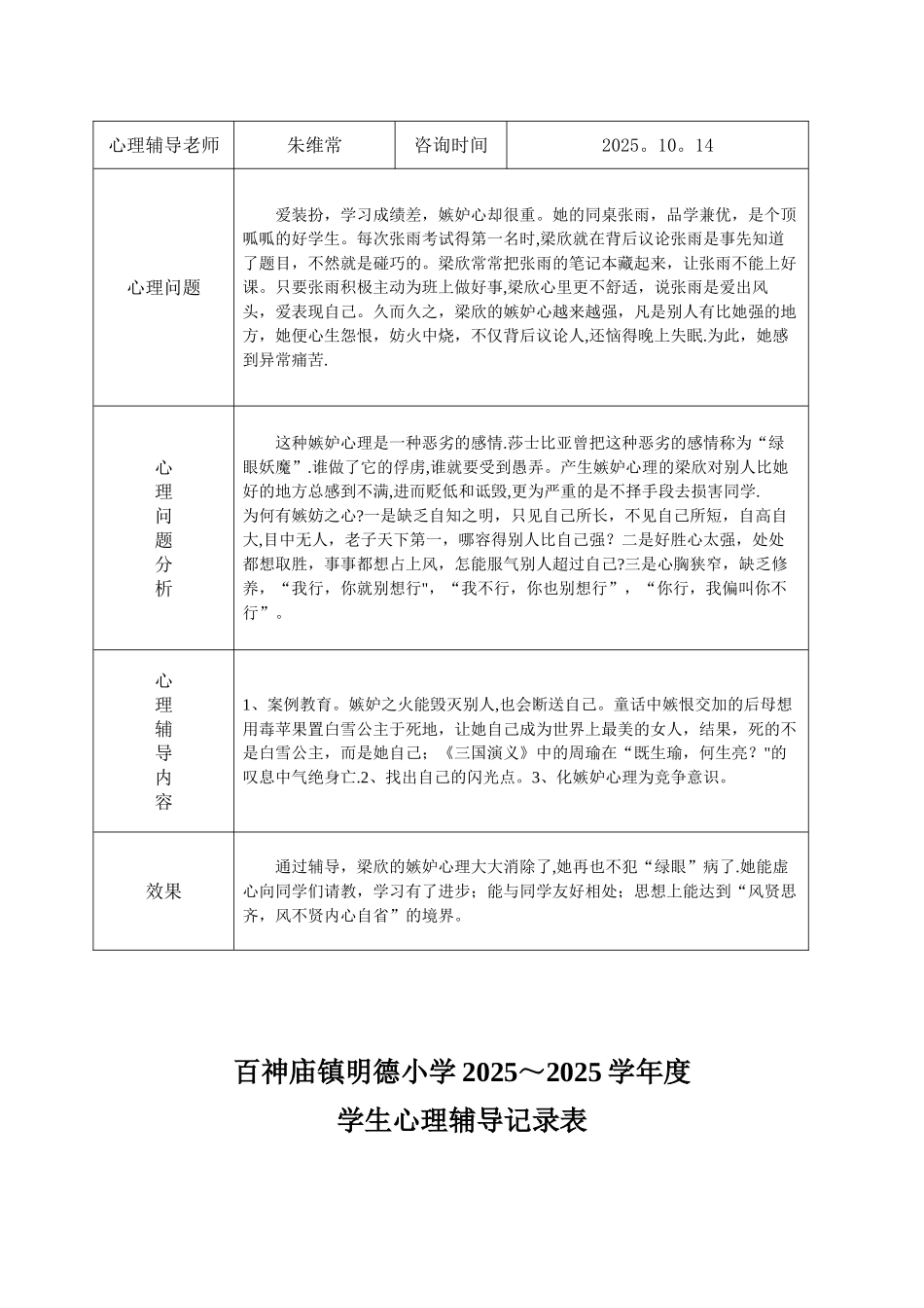 2025-2025小学心理咨询记录表1_第3页