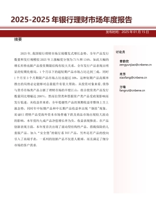 2025-2025年银行理财市场年度报告