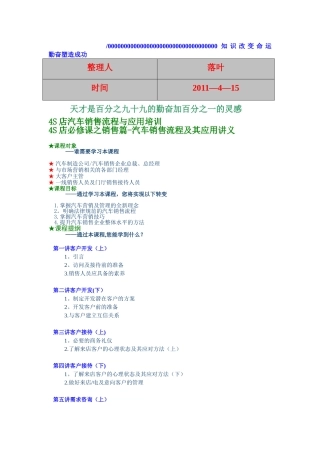 2025-学习资料大全：4S店汽车销售流程与应用培训