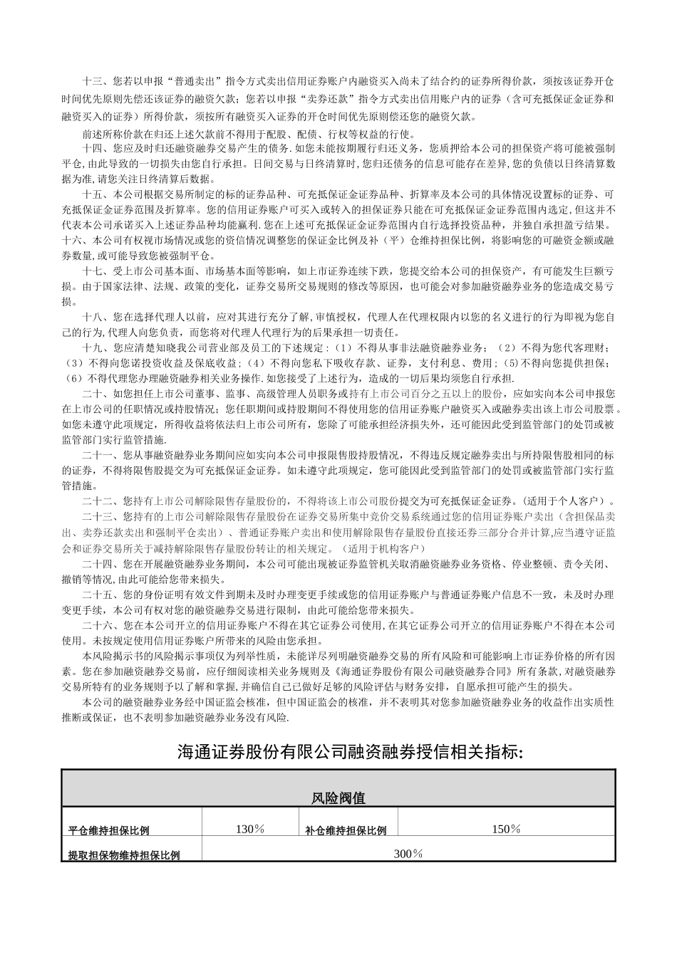 202504海通证券融资融券合同及风险揭示书_第2页