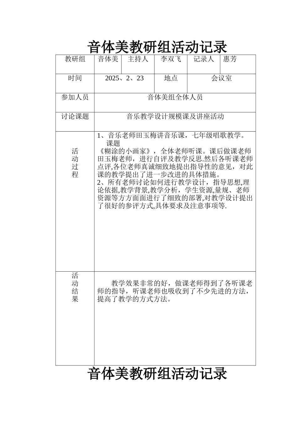 2025上音体美教研组活动记录_第1页