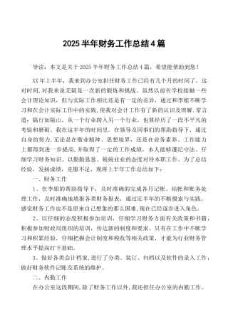 2025半年财务工作总结4篇