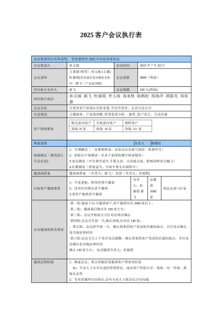 2025客户会议执行表