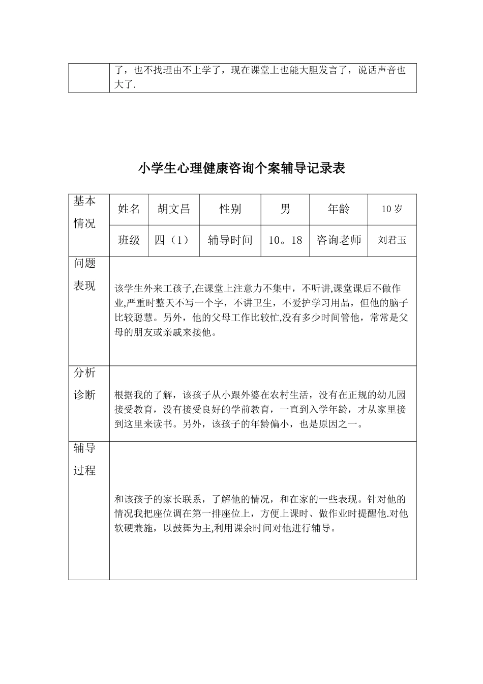 2025小学生心理健康咨询个案辅导记录表_第3页