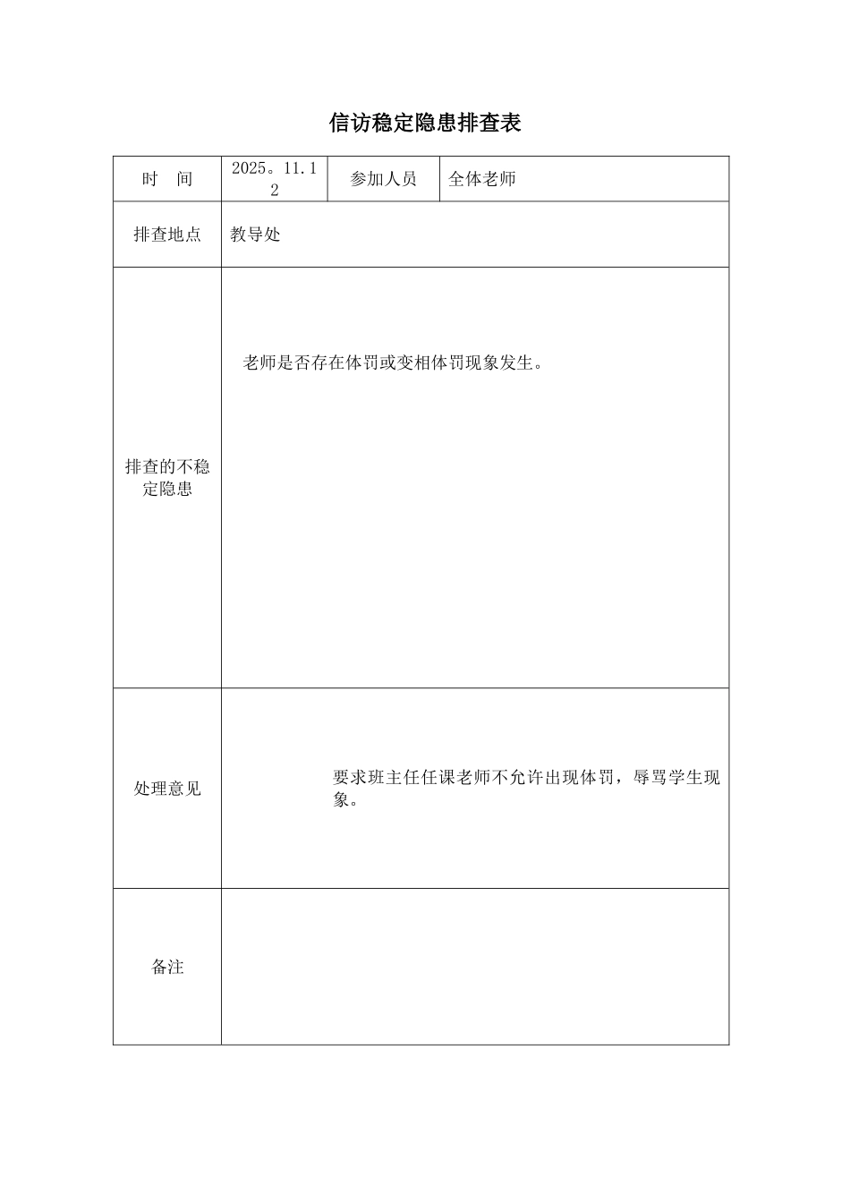 2025年11信访稳定隐患排查表_第1页