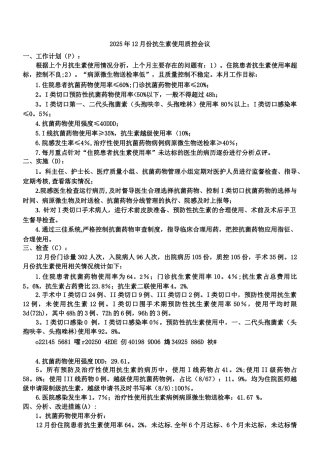 2025年12月份抗生素使用质量控制会