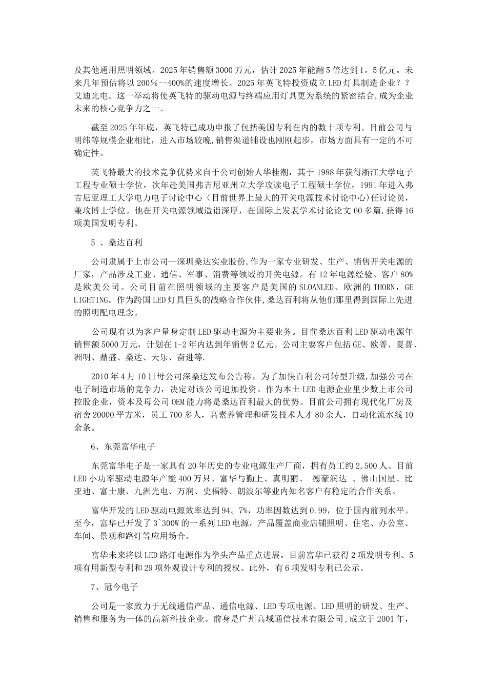 2025年LED路灯、隧道灯、商业和室内照明、电源驱动、芯片竞争力10强_第3页