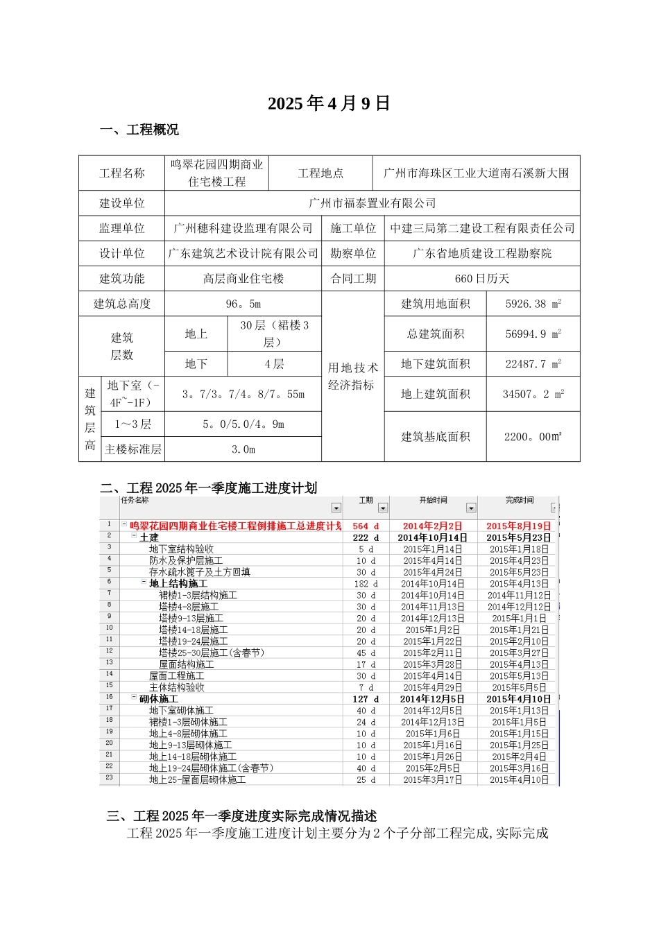 2025年一季度施工进度情况报告_第2页