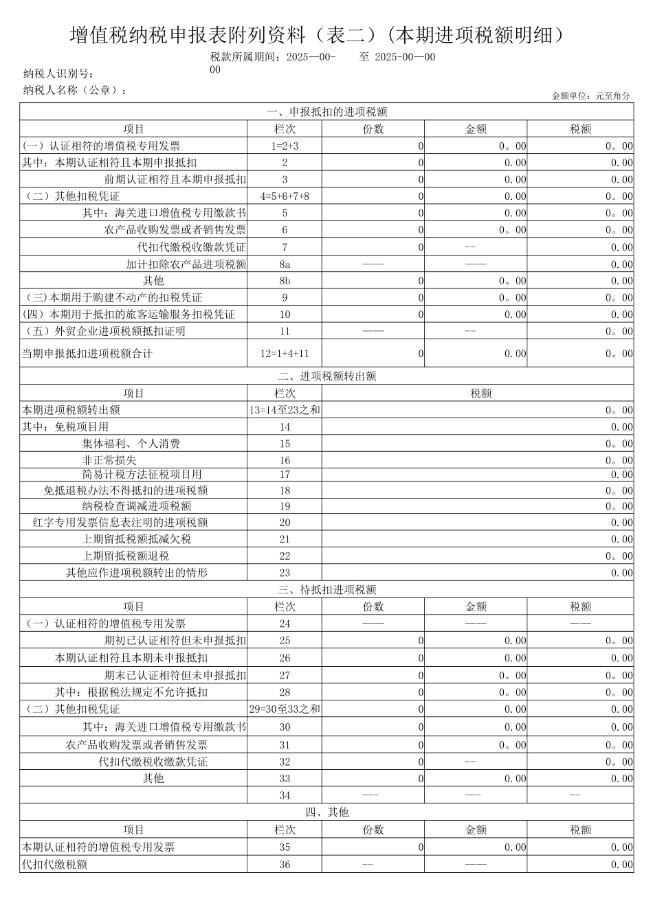 2025年一般纳税人增值税纳税申报表_第3页