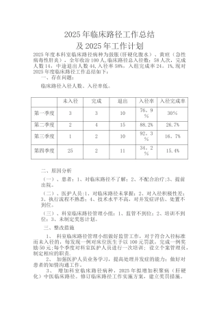 2025年临床路径持续改进分析汇报