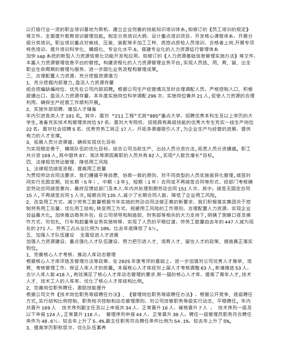 2025年人力资源部工作总结_第2页