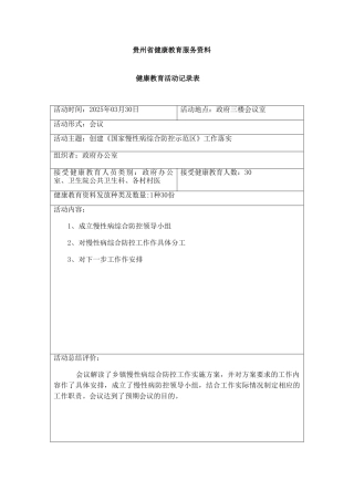 2025年健康教育活动记录表