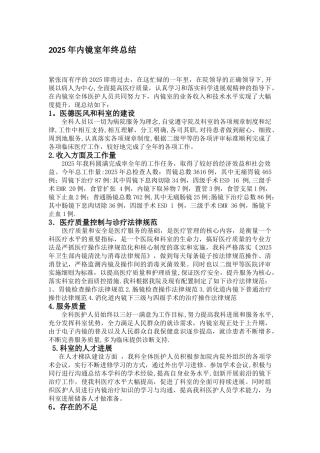 2025年内镜中心年终总结及年度计划