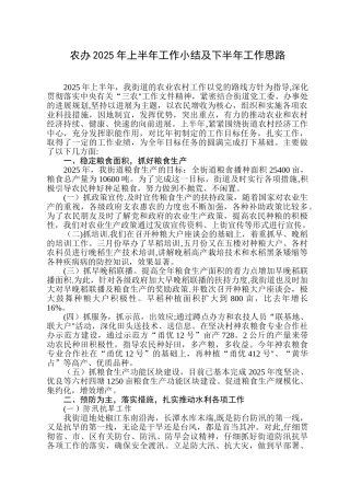 2025年农业发展办上半年度工作总结下半年思路