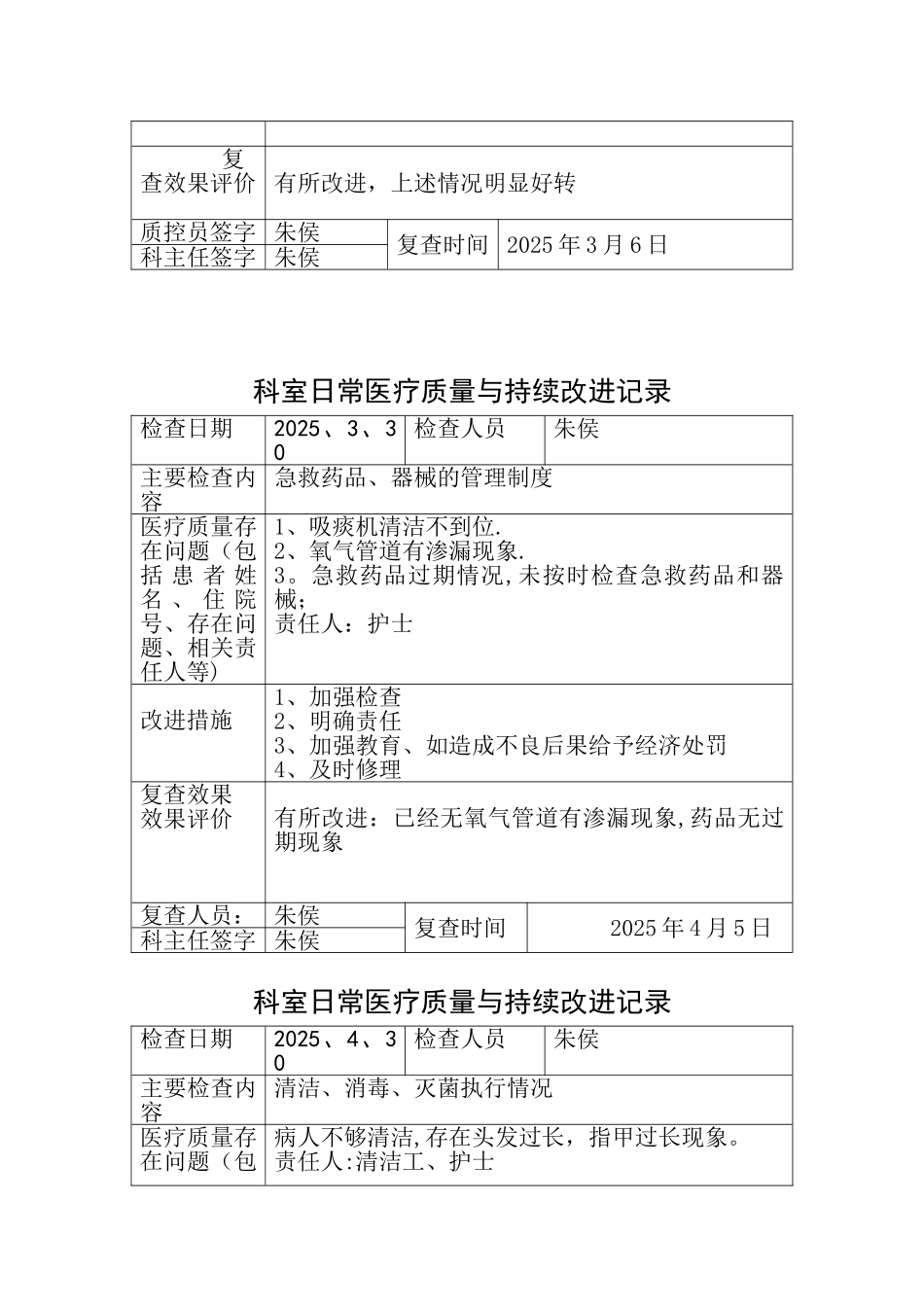2025年医疗质量持续改进检查表_第2页