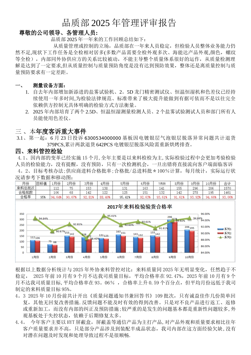 2025年品质部管理评审报告_第1页