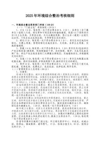 2025年城市环境综合整治考核细则