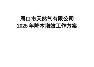 2025年天然气“降本增效”工作方案
