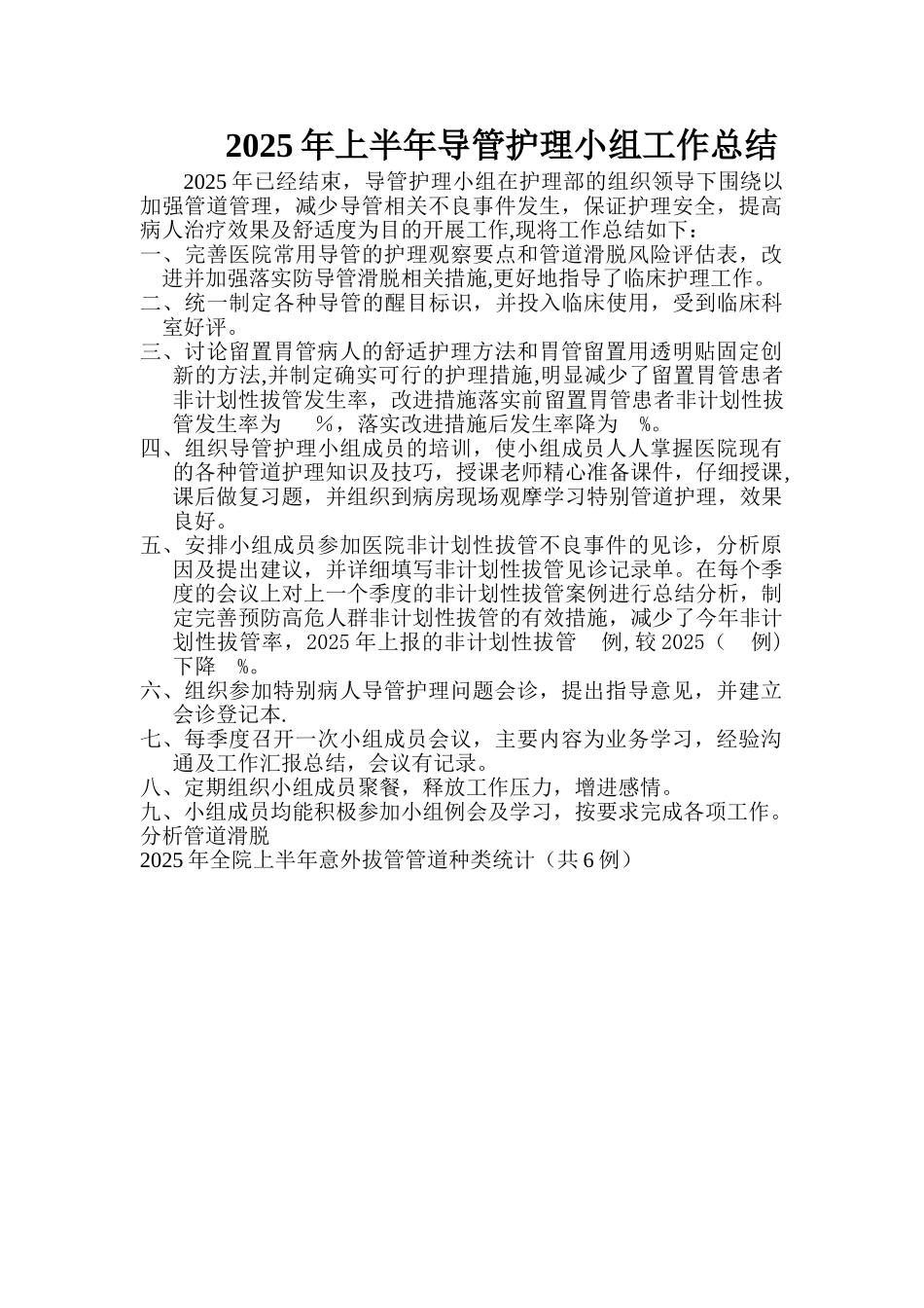 2025年导管护理小组工作总结_第1页